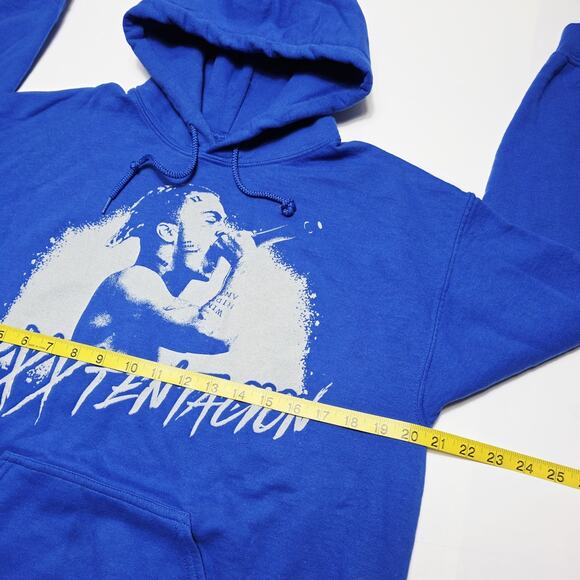 XXXTentacion Hoodie Mens Medium Blue Graphic Pullover Rap Hip Hop Sweatshirt - Picture 4 of 5